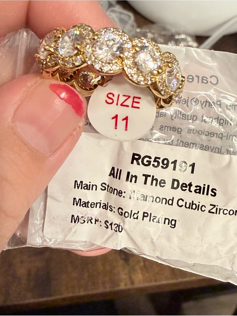 All in the details Gold-Plated Cubic Zirconia Ring - Size 11